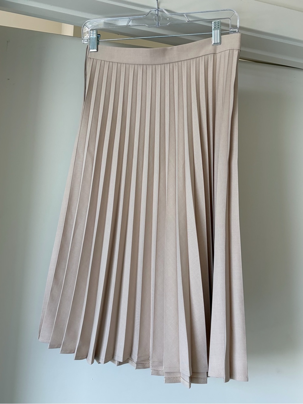 Pleated Midi Skirt in Light Beige - Women's